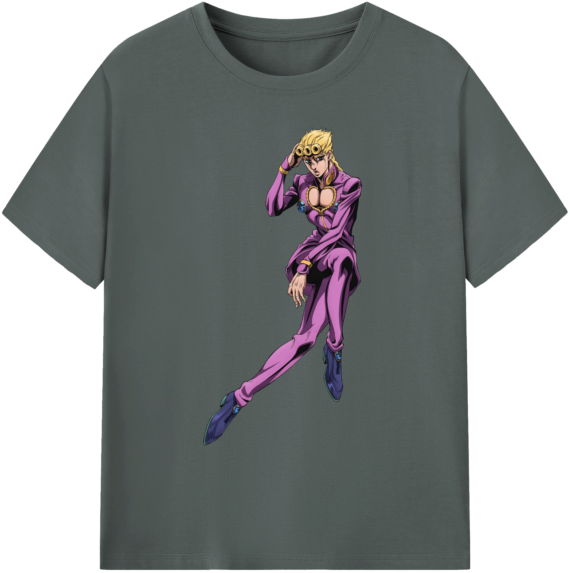 （画像用） ジョジョの奇妙な冒険 ジョルノ?ジョバァーナ JoJo's Bizarre Adventure Giorno Giovanna 綿100％ メンズ半袖Tシャツ｜肌触りやわらか＆通気性